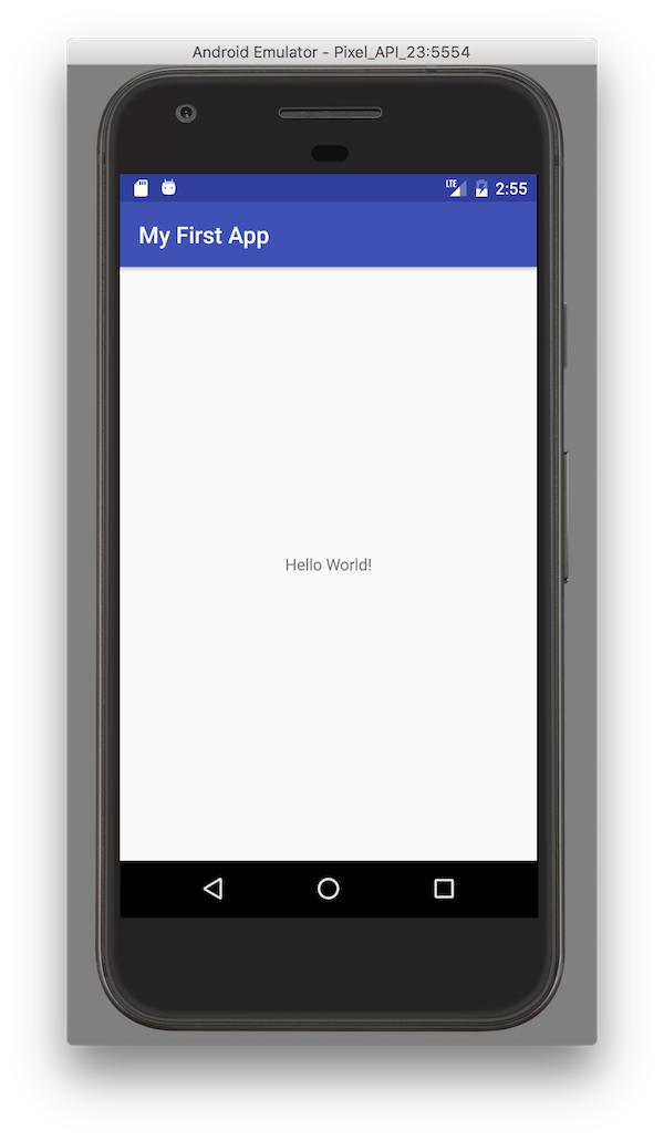 Our app running on the Android emulator