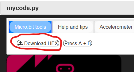 The Download HEX button in the create.withcode editor